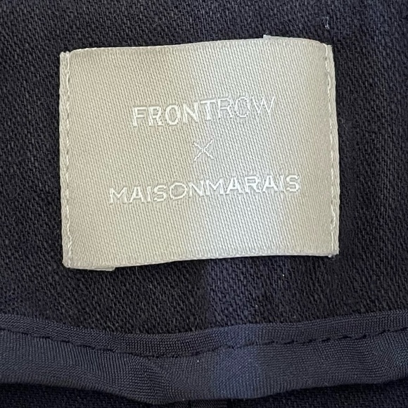 Frontrow Maison Marais Sablier Linen Blend Pleated Midi Shirt Dress Navy Small - Picture 14 of 16